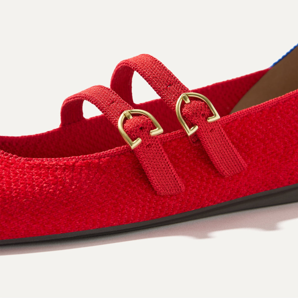 The ReVelvet™ Double Buckle Mary Jane - ReVelvet™ Red Crisp